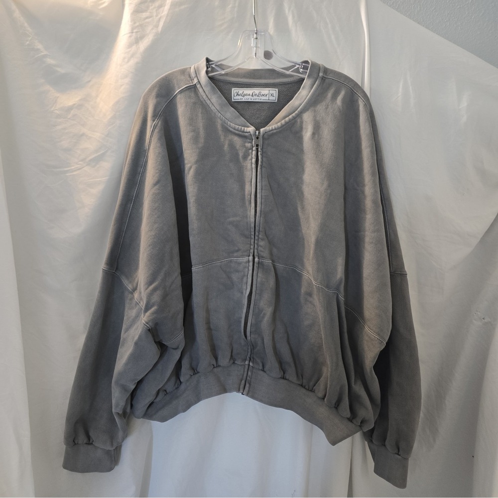 Chelsea DeBoer By Lily& Lottie "All The Way Up" Gray Full-zip Sweatshirt Sz XL